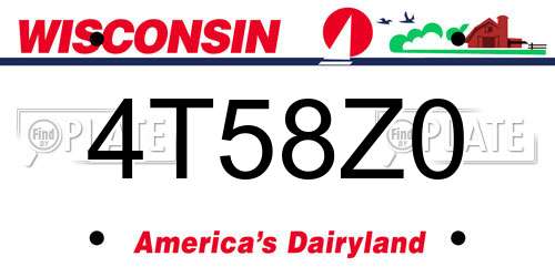 4T58Z0 Wisconsin License Plate