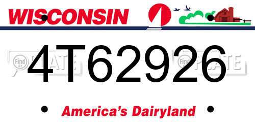 4T62926 Wisconsin License Plate