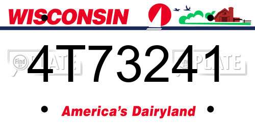 4T73241 Wisconsin License Plate