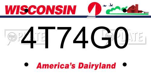 4T74G0 Wisconsin License Plate