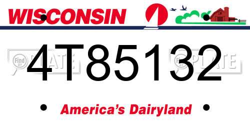 4T85132 Wisconsin License Plate