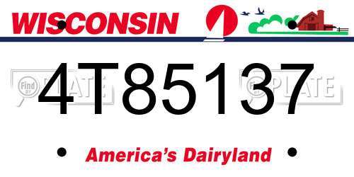 4T85137 Wisconsin License Plate