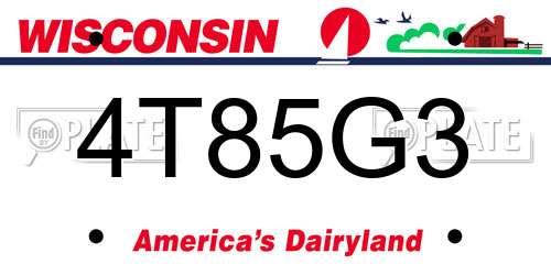4T85G3 Wisconsin License Plate