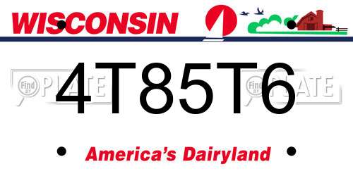 4T85T6 Wisconsin License Plate