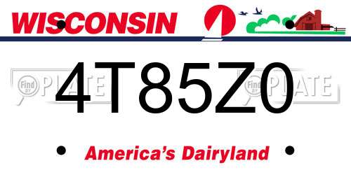 4T85Z0 Wisconsin License Plate