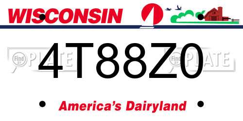 4T88Z0 Wisconsin License Plate