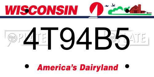 4T94B5 Wisconsin License Plate