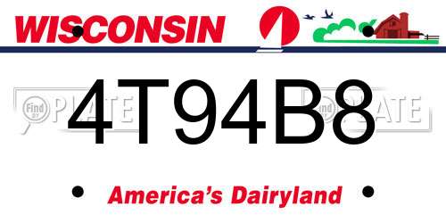 4T94B8 Wisconsin License Plate