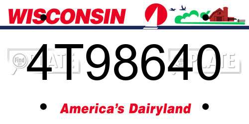 4T98640 Wisconsin License Plate