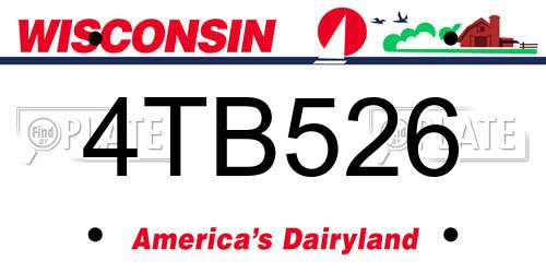 4TB526 Wisconsin License Plate