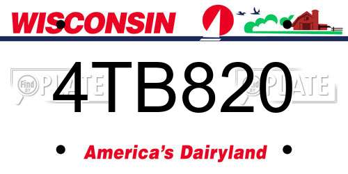 4TB820 Wisconsin License Plate