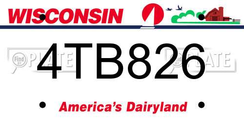 4TB826 Wisconsin License Plate