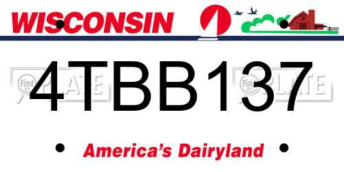 4TBB137 Wisconsin License Plate