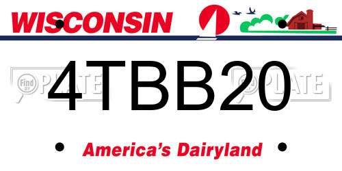 4TBB20 Wisconsin License Plate