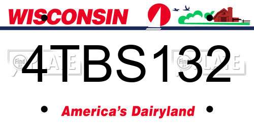4TBS132 Wisconsin License Plate