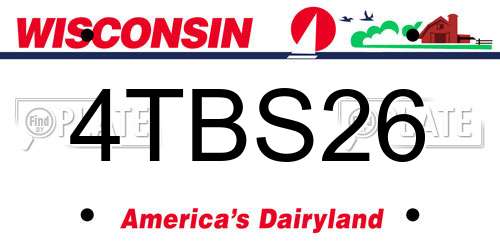 4TBS26 Wisconsin License Plate