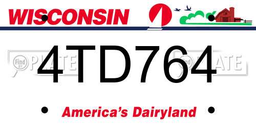 4TD764 Wisconsin License Plate