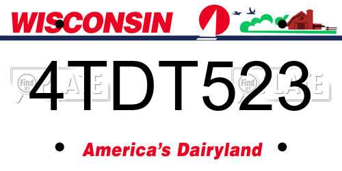 4TDT523 Wisconsin License Plate