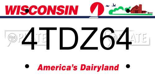4TDZ64 Wisconsin License Plate