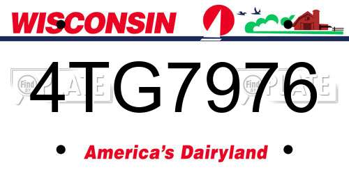 4TG7976 Wisconsin License Plate