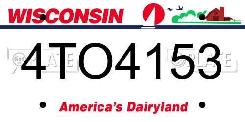 4TO4153 Wisconsin License Plate
