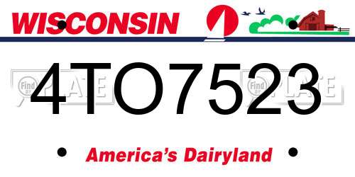 4TO7523 Wisconsin License Plate