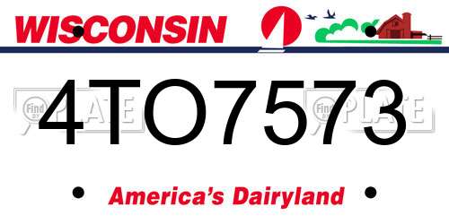 4TO7573 Wisconsin License Plate