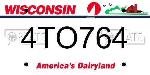 4TO764 Wisconsin License Plate