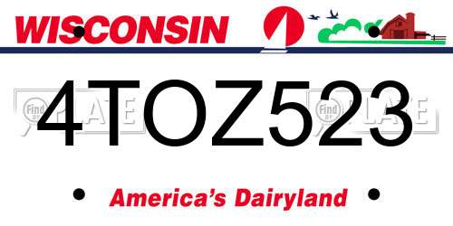 4TOZ523 Wisconsin License Plate