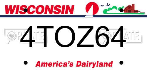 4TOZ64 Wisconsin License Plate
