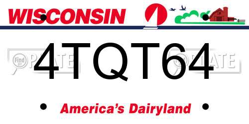 4TQT64 Wisconsin License Plate