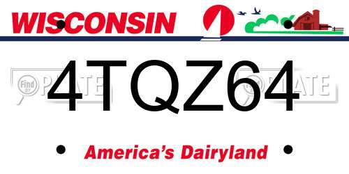 4TQZ64 Wisconsin License Plate