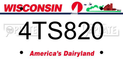 4TS820 Wisconsin License Plate