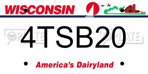 4TSB20 Wisconsin License Plate
