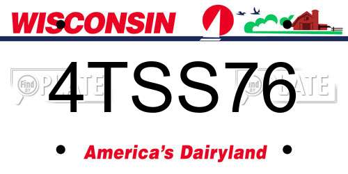 4TSS76 Wisconsin License Plate