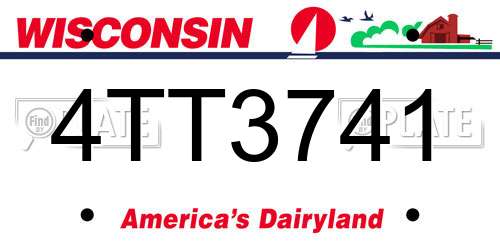 4TT3741 Wisconsin License Plate