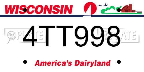 4TT998 Wisconsin License Plate