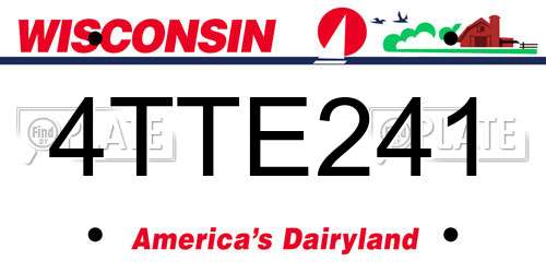 4TTE241 Wisconsin License Plate