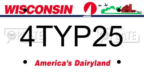 4TYP25 Wisconsin License Plate