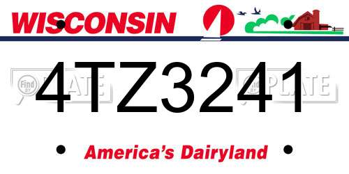 4TZ3241 Wisconsin License Plate