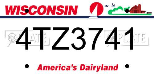 4TZ3741 Wisconsin License Plate