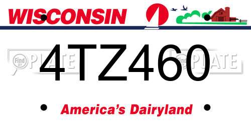 4TZ460 Wisconsin License Plate