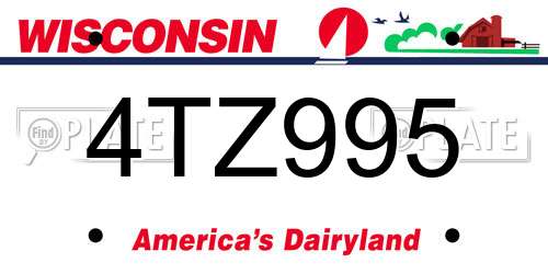 4TZ995 Wisconsin License Plate