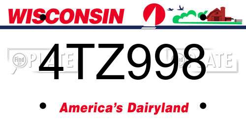 4TZ998 Wisconsin License Plate