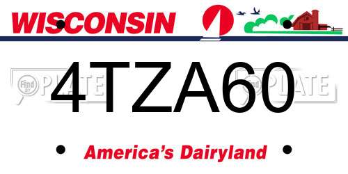 4TZA60 Wisconsin License Plate