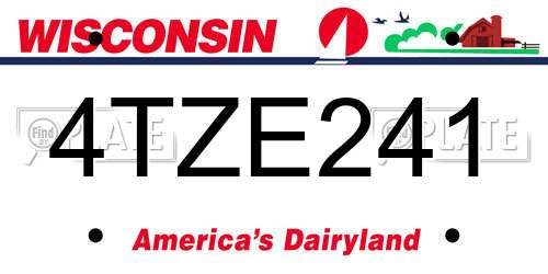 4TZE241 Wisconsin License Plate