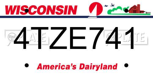 4TZE741 Wisconsin License Plate