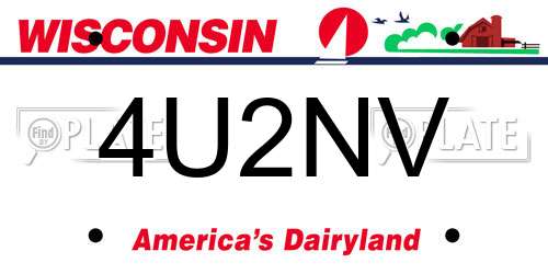4U2NV Wisconsin License Plate