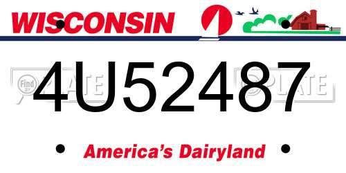 4U52487 Wisconsin License Plate