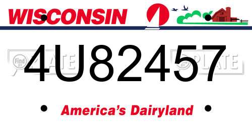 4U82457 Wisconsin License Plate